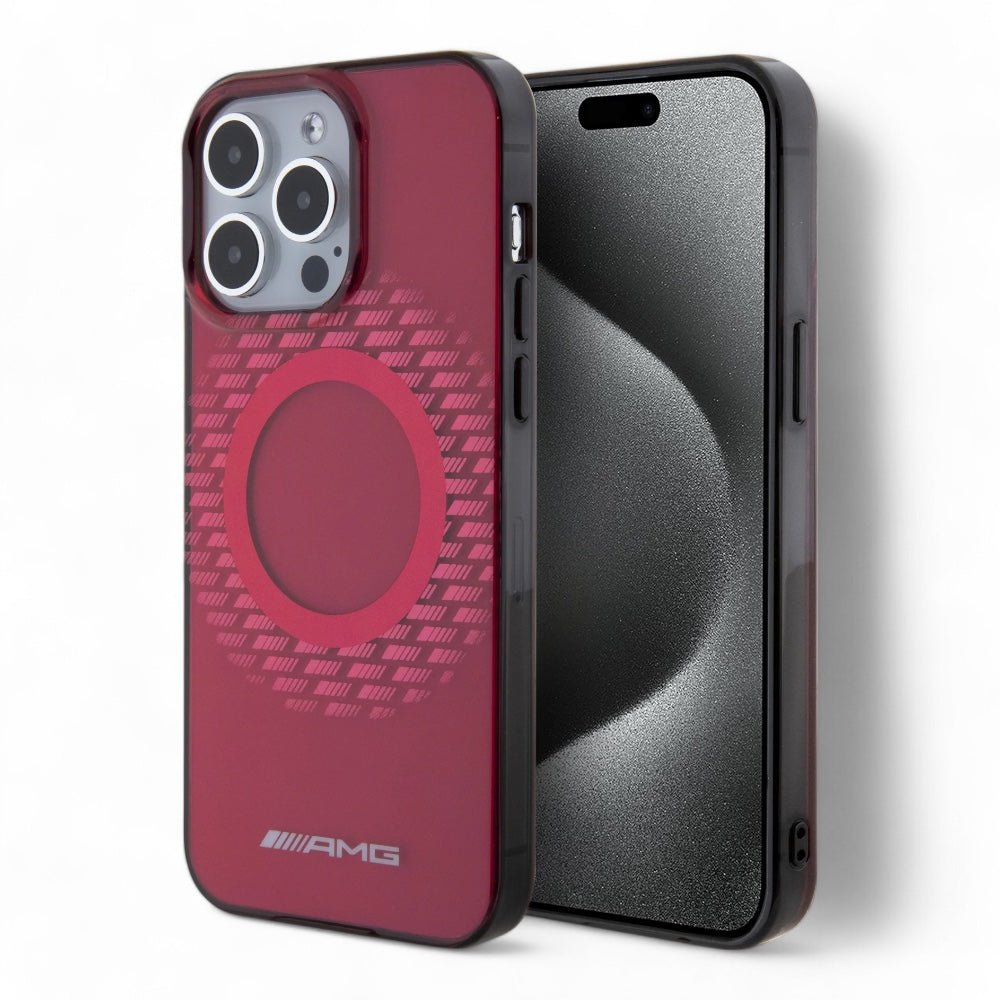 Estuche amg transparent magsafe case rhombuses iphone 15 pro max color rojo - TOP MOVIL