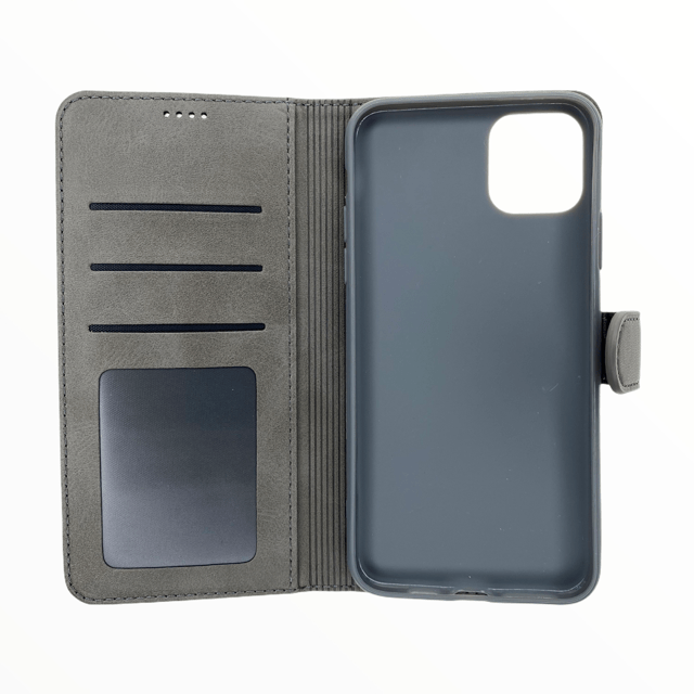 estuche carteras lc imeeke folio libreta con porta tarjeta apple iphone 12 , iphone 12 pro color gris - TOP MOVIL