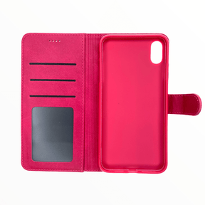 Estuche carteras lc imeeke folio libreta con porta tarjeta apple iphone xr color rosado - TOP MOVIL