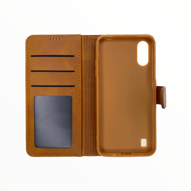 estuche carteras lc imeeke folio libreta con porta tarjeta samsung a01 color cafe - TOP MOVIL