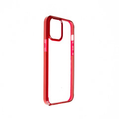 Estuche clasico spigen transparente marco apple iphone 12 pro max color rojo / transparente - TOP MOVIL