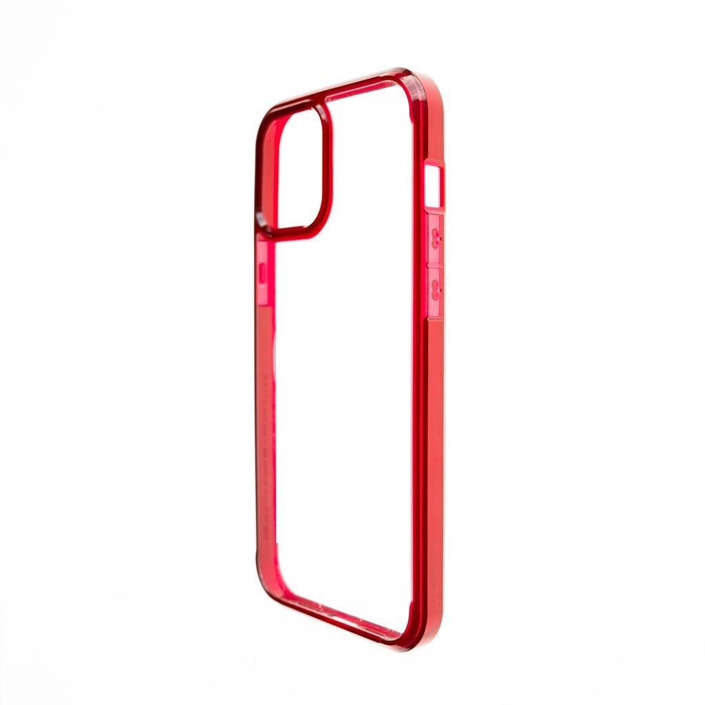 Estuche clasico spigen transparente marco apple iphone 12 pro max color rojo / transparente - TOP MOVIL