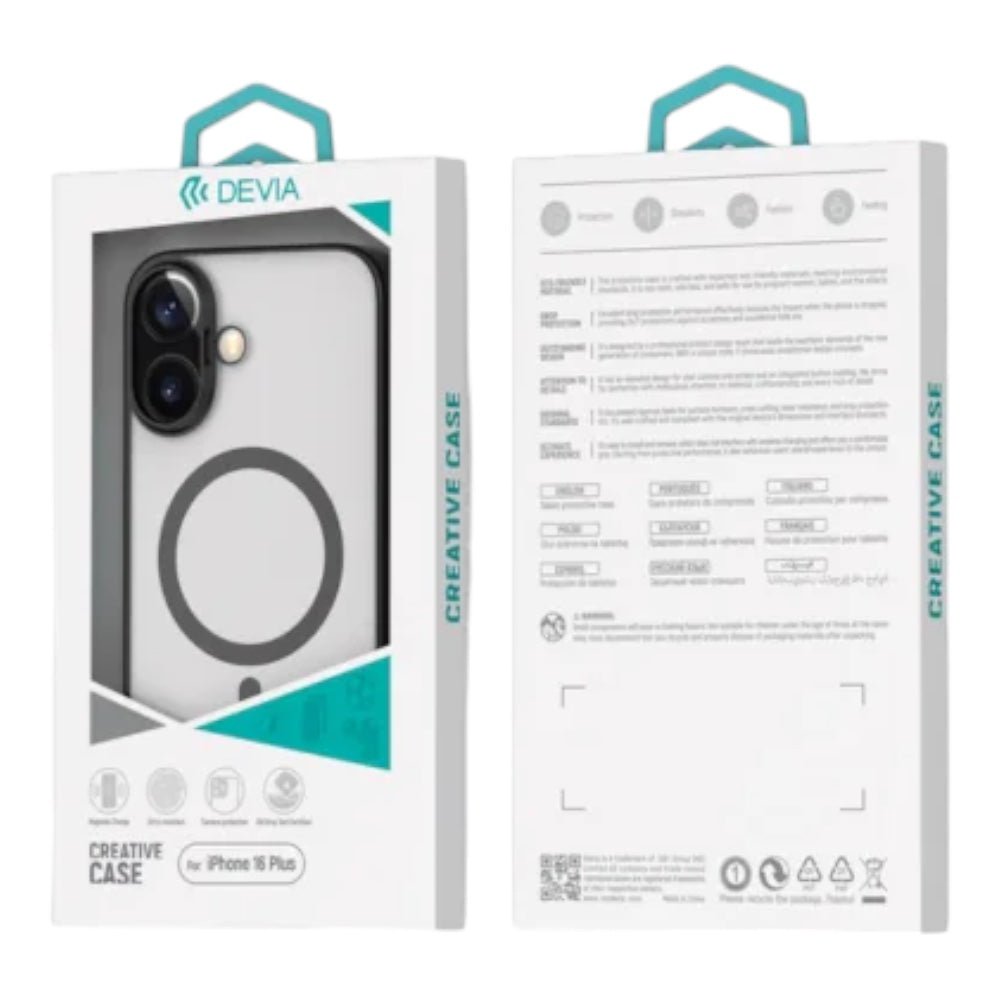 Estuche devia magsafe iphone 16 glimmer magnetic series case(pc) color gris - TOP MOVIL