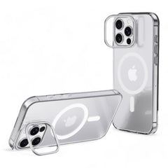 Estuche devia magsafe iphone 16 snow crystal series magnetic shockproof case with bracket color transparente - TOP MOVIL