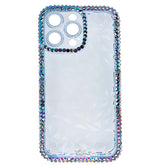 Estuche el rey marco iphone 12 pro max diamantes transparente color celeste - TOP MOVIL