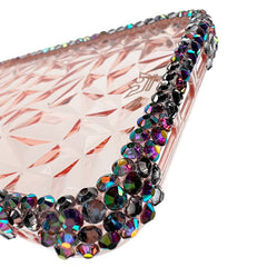 Estuche el rey marco iphone 14 pro max diamantes transparentes color rosado - TOP MOVIL