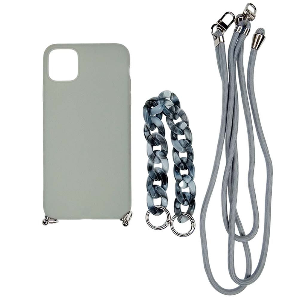 Estuche el rey strap iphone 11 pro max strap de mano + strap hombro color gris claro - TOP MOVIL