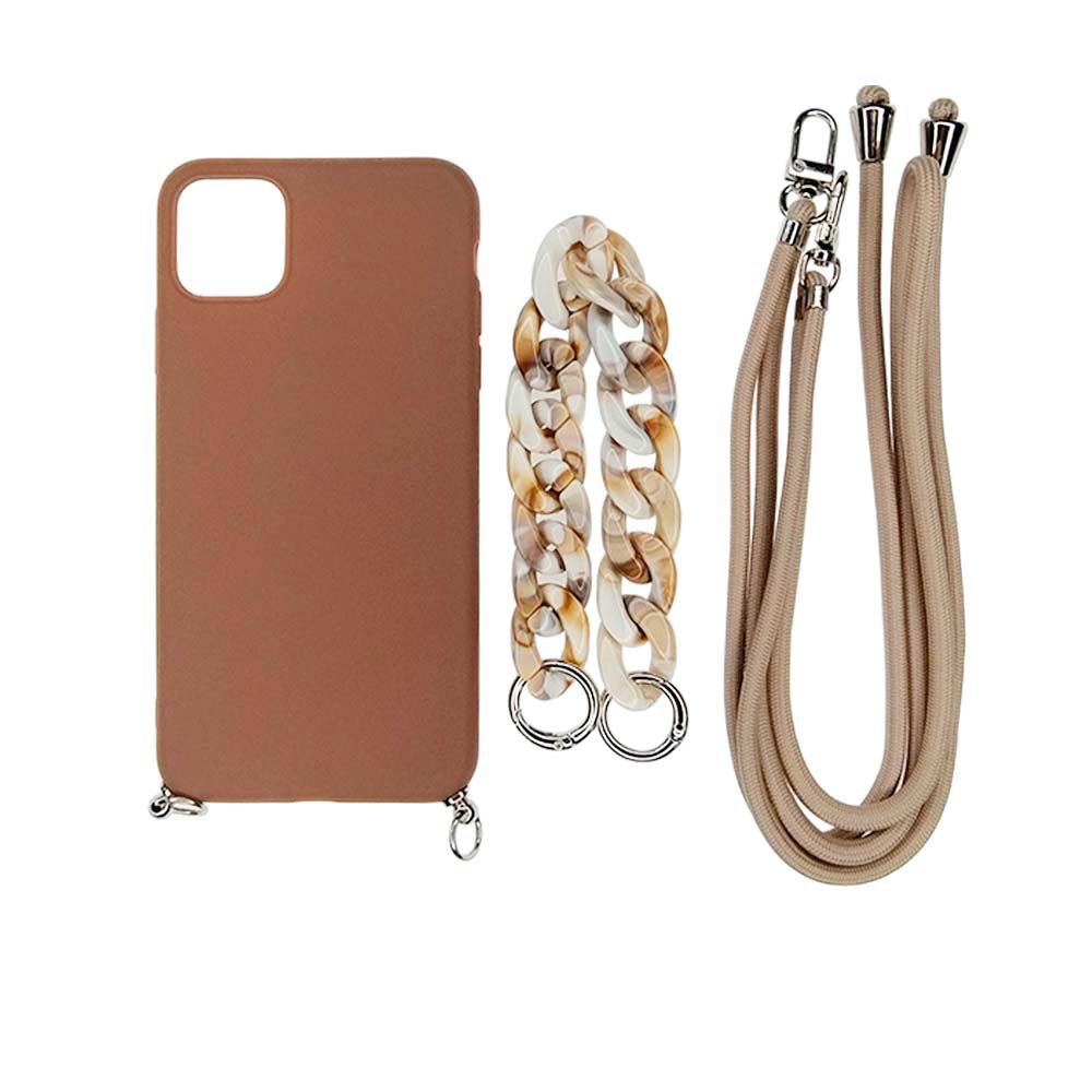 Estuche el rey strap iphone 14 pro max strap de mano + strap hombro color cafe - TOP MOVIL