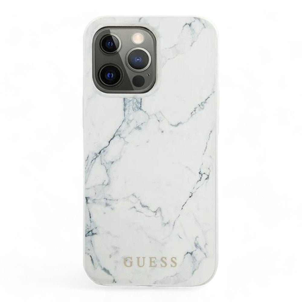 Estuche guess hard case iphone 13 pro hard case white pc/tpu marble design color blanco - TOP MOVIL