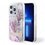 Estuche guess hard case iphone 15 pro pc/tpu pink hard case liquid glitter flower - guess color transparente - TOP MOVIL