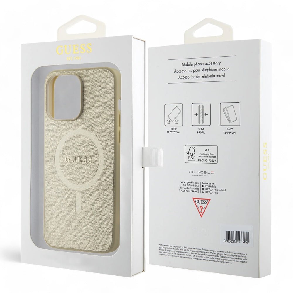 Estuche guess hc pu saffiano magsafe beige iphone 15 pro max color beige - TOP MOVIL
