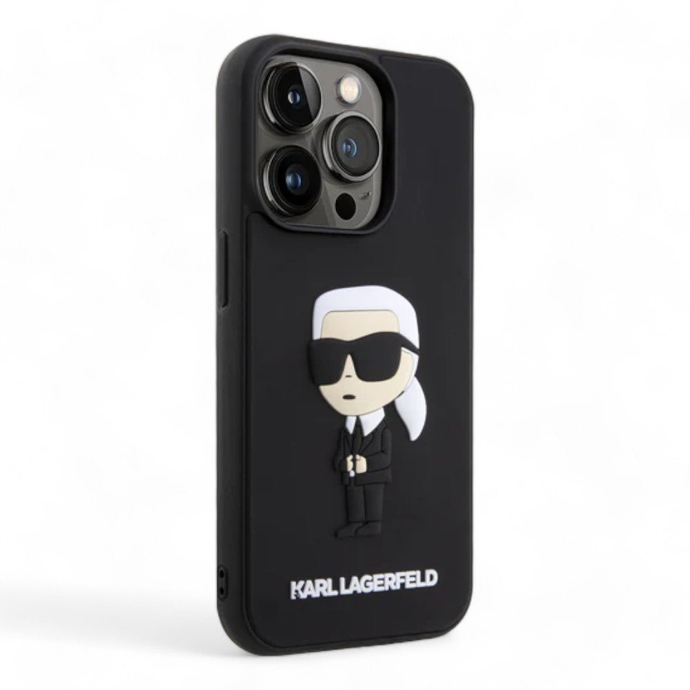 Estuche karl lagerfeld hard case iphone 15 pro max - rubber black hard case 3d ikonik nft color negro - TOP MOVIL