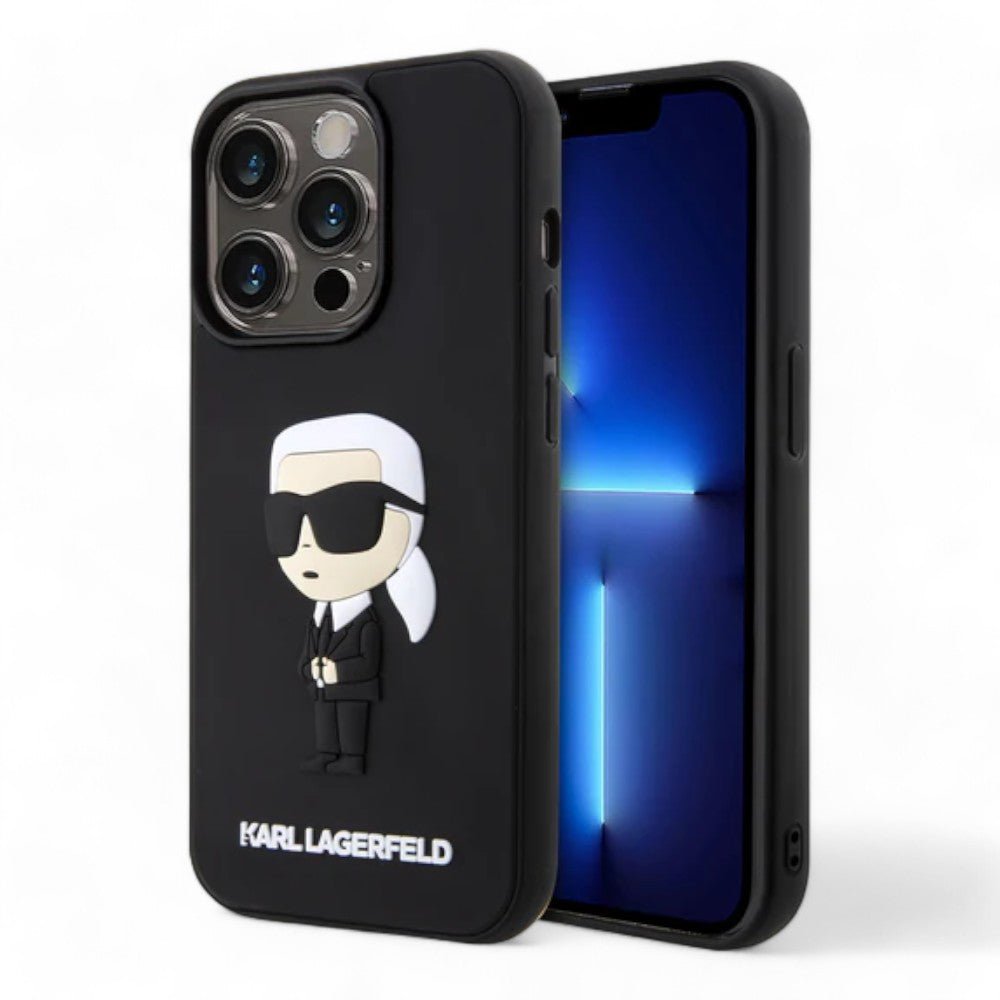 Estuche karl lagerfeld hard case iphone 15 pro max - rubber black hard case 3d ikonik nft color negro - TOP MOVIL