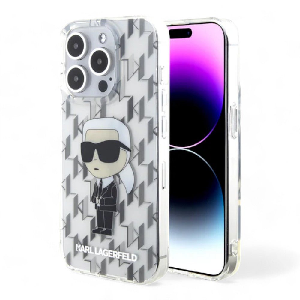 Estuche karl lagerfeld hard case iphone 15 pro pc/tpu clear hard case iml ikonik monogram color transparente - TOP MOVIL