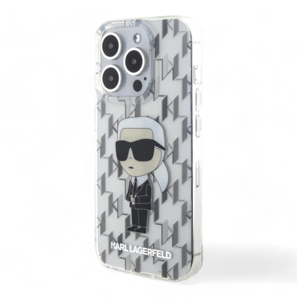 Estuche karl lagerfeld hard case iphone 15 pro pc/tpu clear hard case iml ikonik monogram color transparente - TOP MOVIL