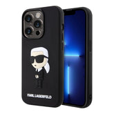 Estuche karl lagerfeld hard case iphone 15 pro - rubber black hard case 3d ikonik nft color negro - TOP MOVIL