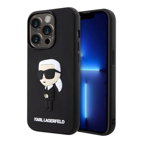 Estuche karl lagerfeld hard case iphone 15 pro - rubber black hard case 3d ikonik nft color negro - TOP MOVIL