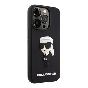 Estuche karl lagerfeld hard case iphone 15 pro - rubber black hard case 3d ikonik nft color negro - TOP MOVIL