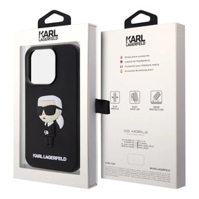 Estuche karl lagerfeld hard case iphone 15 pro - rubber black hard case 3d ikonik nft color negro - TOP MOVIL