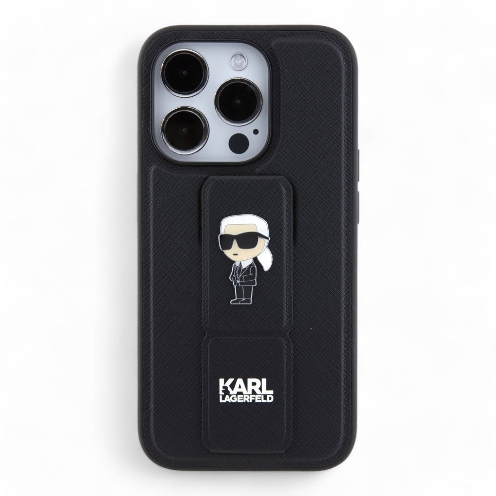 Estuche Karl Lagerfeld Hc Gripstand Saffiano Ikonik Pins Black Iphone 15 Pro Max Color Negro - TOP MOVIL