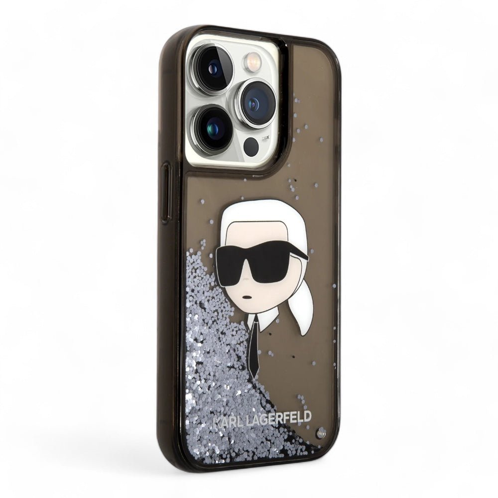 Estuche Karl Lagerfeld Hc Liq. Glitter Nft K.Head Black Iphone 15 Pro Max Color Negro - TOP MOVIL