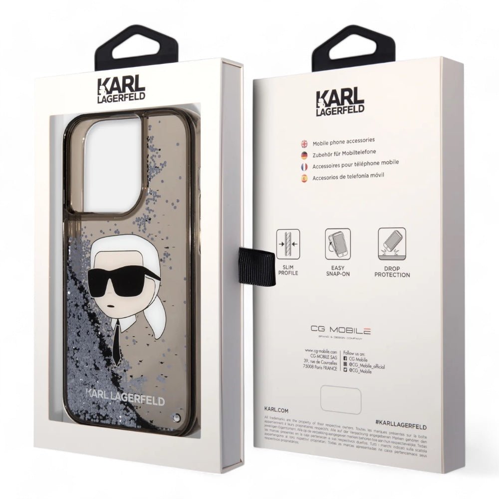 Estuche Karl Lagerfeld Hc Liq. Glitter Nft K.Head Black Iphone 15 Pro Max Color Negro - TOP MOVIL