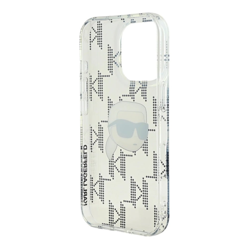 Estuche karl lagerfeld skin iphone 16 pro max karl hc iml k. head monogram electroplated color transparente - TOP MOVIL