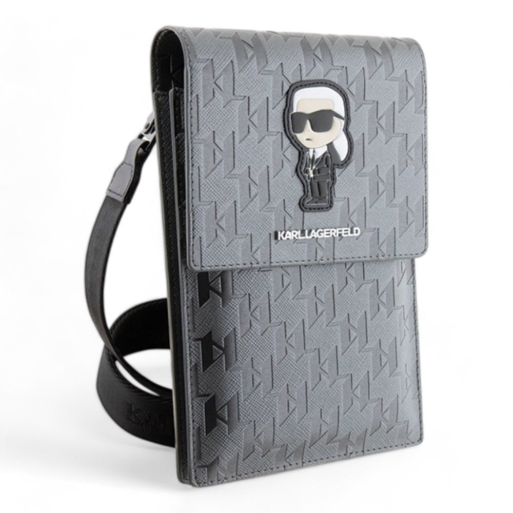 Estuche karl lagerfeld wallet saffiano mono ikonik silver universal color gris - TOP MOVIL