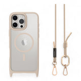Estuche mageasy roam iphone 16 pro roam m shockproof protective case with lanyard color rosado arena - TOP MOVIL