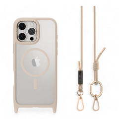 Estuche mageasy roam iphone 16 pro roam m shockproof protective case with lanyard color rosado arena - TOP MOVIL