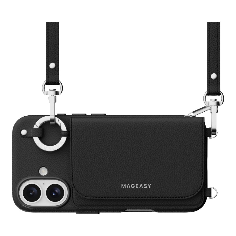 Estuche mageasy skin iphone 16 pouch m wallet phone case with stand for 2024 iphone 2 lenses color negro - TOP MOVIL