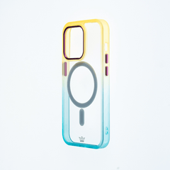 Estuche magsafe el rey degrade borde y magsafe apple iphone 14 color amarillo / turquesa - TOP MOVIL