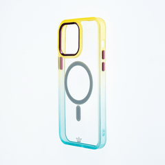 Estuche magsafe el rey degrade borde y magsafe apple iphone 14 color amarillo / turquesa - TOP MOVIL
