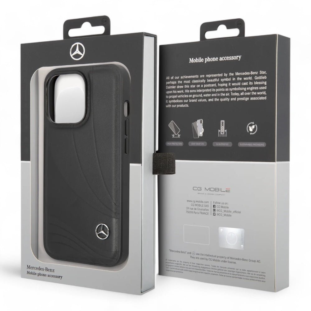 Estuche mercedes - benz hard case iphone 14 - leather black case new wave iii color negro - TOP MOVIL