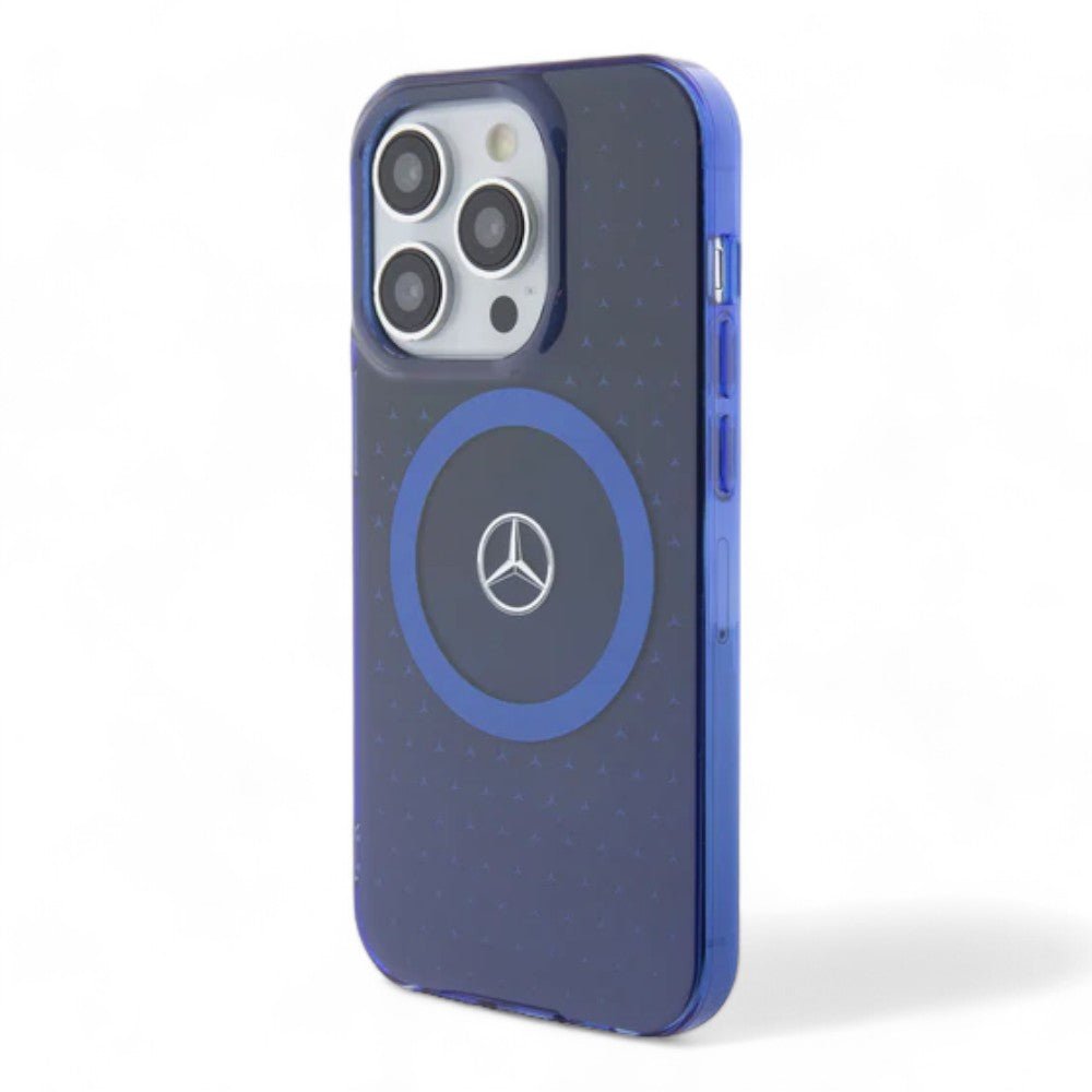 Estuche mercedes - benz magsafe iphone 15 pro pc/tpu blue double layer mafsafe compatible case star pattern color azul - TOP MOVIL