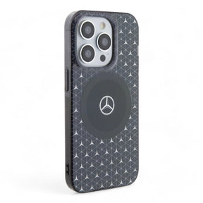 Estuche mercedes - benz magsafe iphone 15 tpu black double layer mafsafe compatible case mini stars pattern color negro - TOP MOVIL