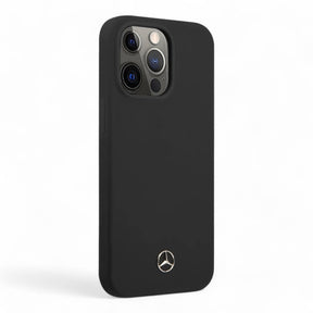 Estuche mercedes - benz silicon iphone 14 pro - silicone black case with microfiber lining color negro - TOP MOVIL