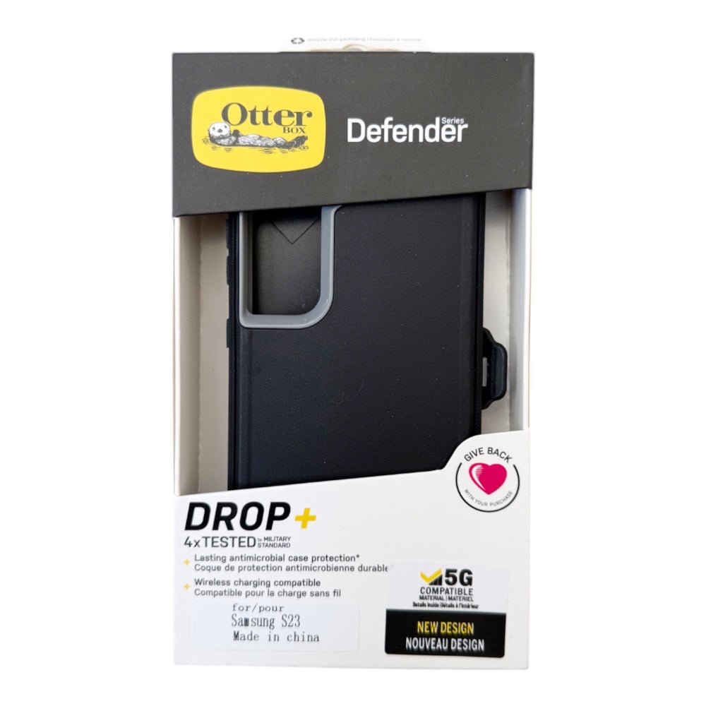 Estuche otterbox defender con clip color negro / gris modelo samsung s23 - TOP MOVIL