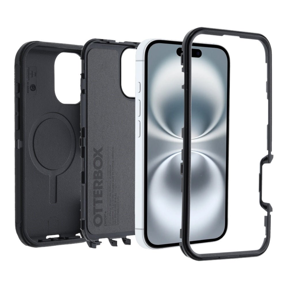 Estuche otterbox defender con magsafe y clip color negro modelo iphone 16 - TOP MOVIL