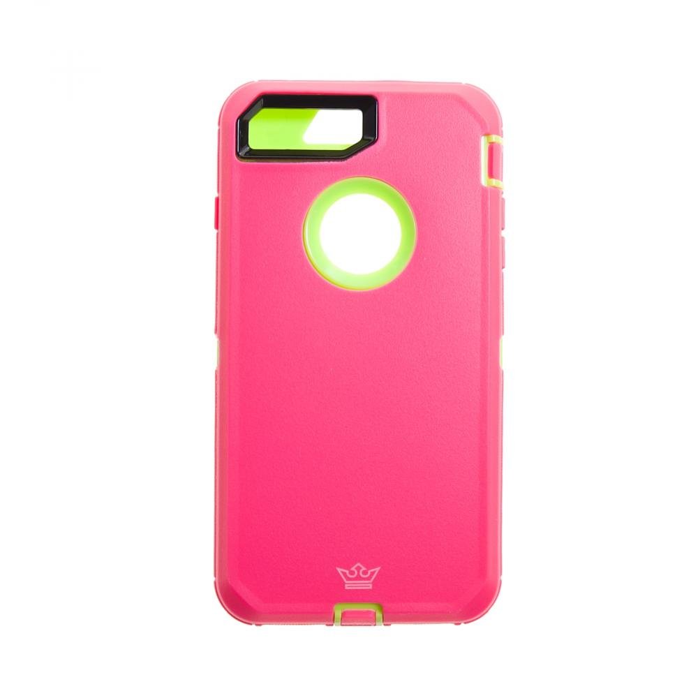 estuche proteccion el rey defender apple iphone 7 plus , iphone 8 plus color rosado / verde - TOP MOVIL