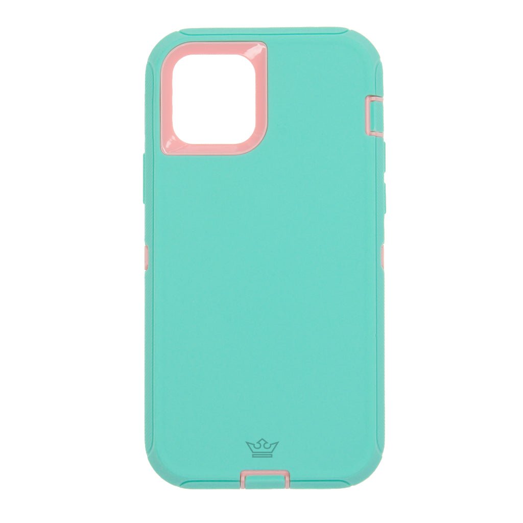 estuche proteccion el rey defender con clip apple iphone 12 mini color turquesa / rosado - TOP MOVIL