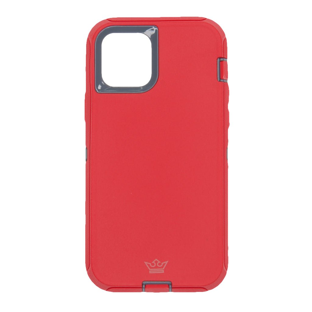 Estuche proteccion el rey defender con clip apple iphone 12 pro max color gris / rojo - TOP MOVIL