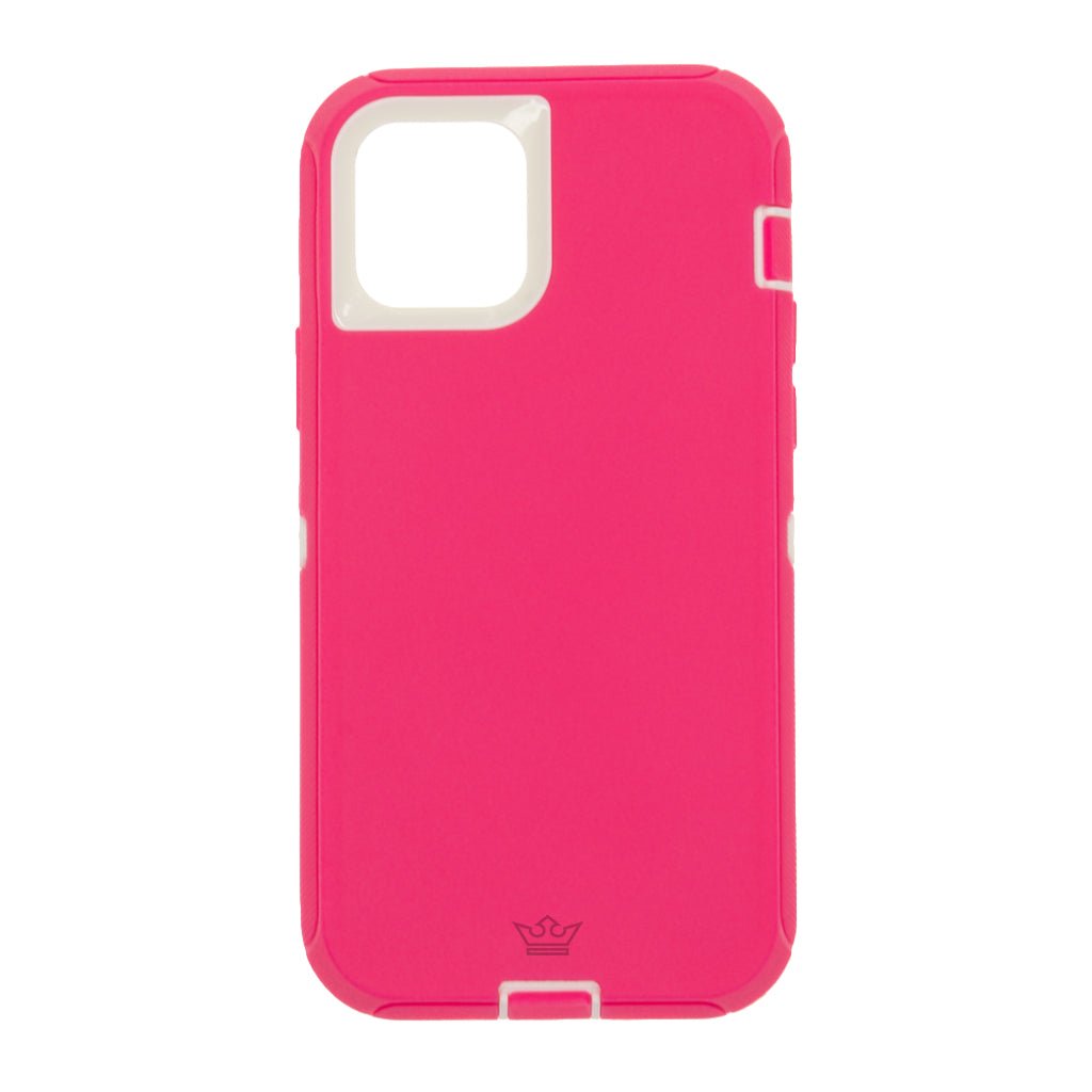 Estuche proteccion el rey defender con clip apple iphone 12 pro max color rosado / blanco - TOP MOVIL
