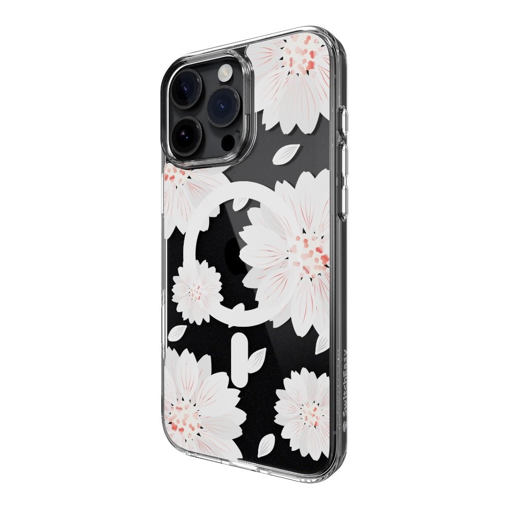 Estuche switcheasy skin iphone 16 pro max style m pattern shockproof case for 2024 iphone 3 lenses large white flower color multicolor - TOP MOVIL