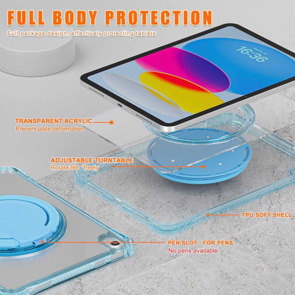 Estuche transparent b series modelo ipad 10 th color celeste con strap - TOP MOVIL