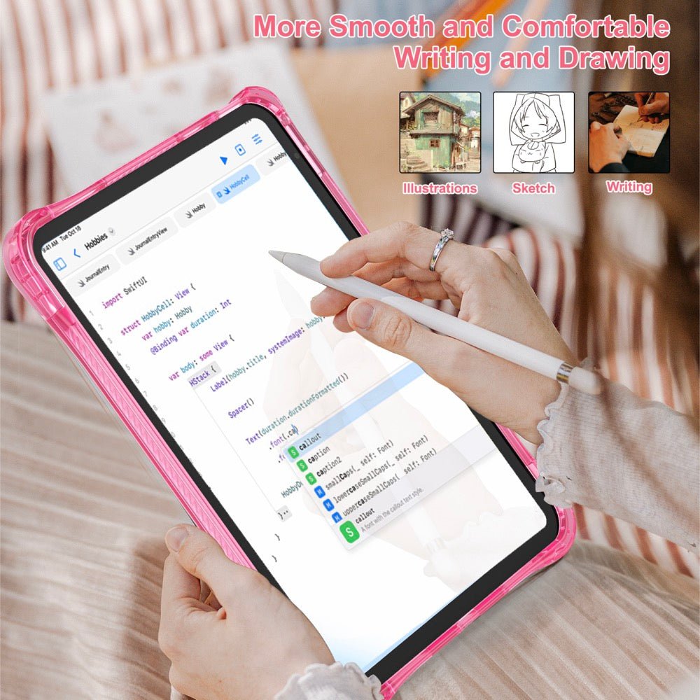 Estuche transparent b series modelo ipad 10 th color fucsia con strap - TOP MOVIL