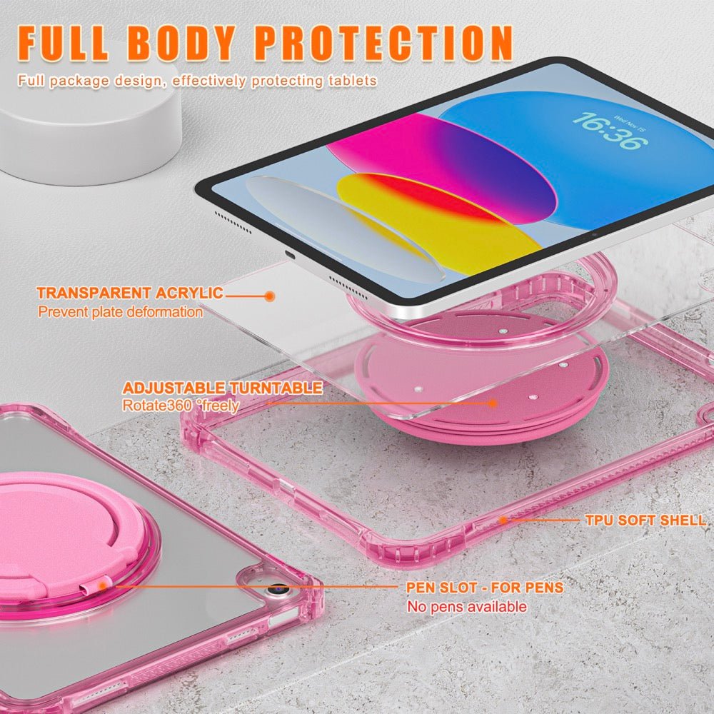 Estuche transparent b series modelo ipad 10 th color fucsia con strap - TOP MOVIL