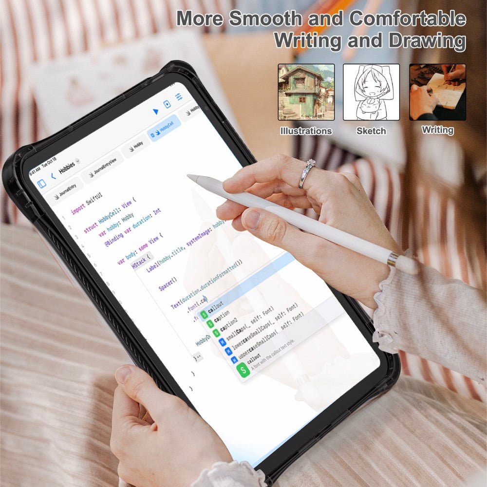 Estuche transparent b series modelo ipad 10 th color negro con strap - TOP MOVIL