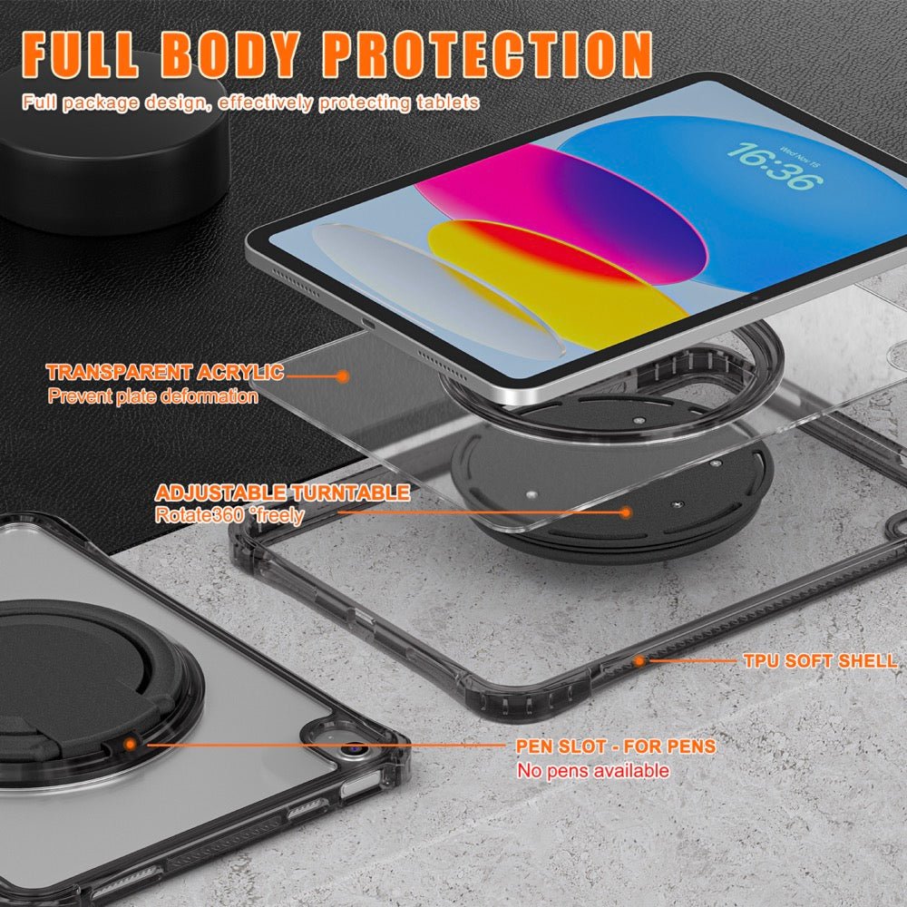 Estuche transparent b series modelo ipad 10 th color negro con strap - TOP MOVIL