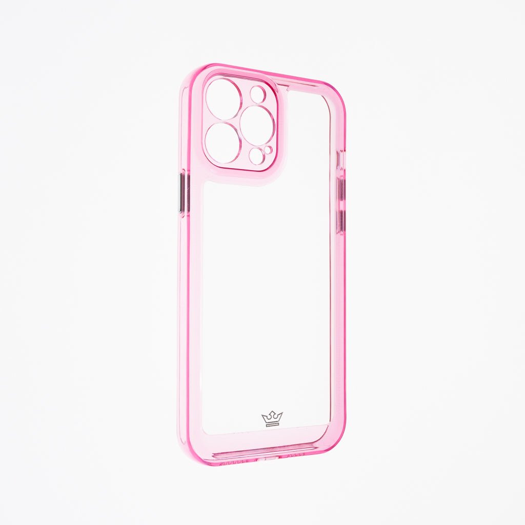 estuche transparente el rey marco de apple iphone 13 pro max color rosado / transparente - TOP MOVIL